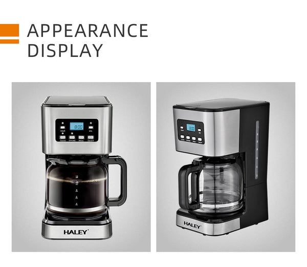 Aparat de Cafea HALEY 950W, 1.5L, LED Display, Anti-Drip, Brewing Inteligent, Inox, Control Temperatură Precis