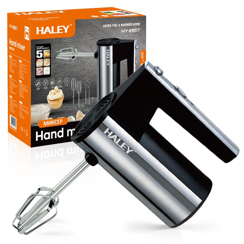 Mixer de Mână din Inox HALEY 500W – 5 viteze, silențios, motor puternic, accesorii incluse Imagine principală a produsului