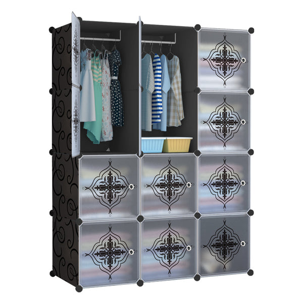 Dulap modular pentru copii, Negru, AT PERFORMANCE®, 12 rafturi