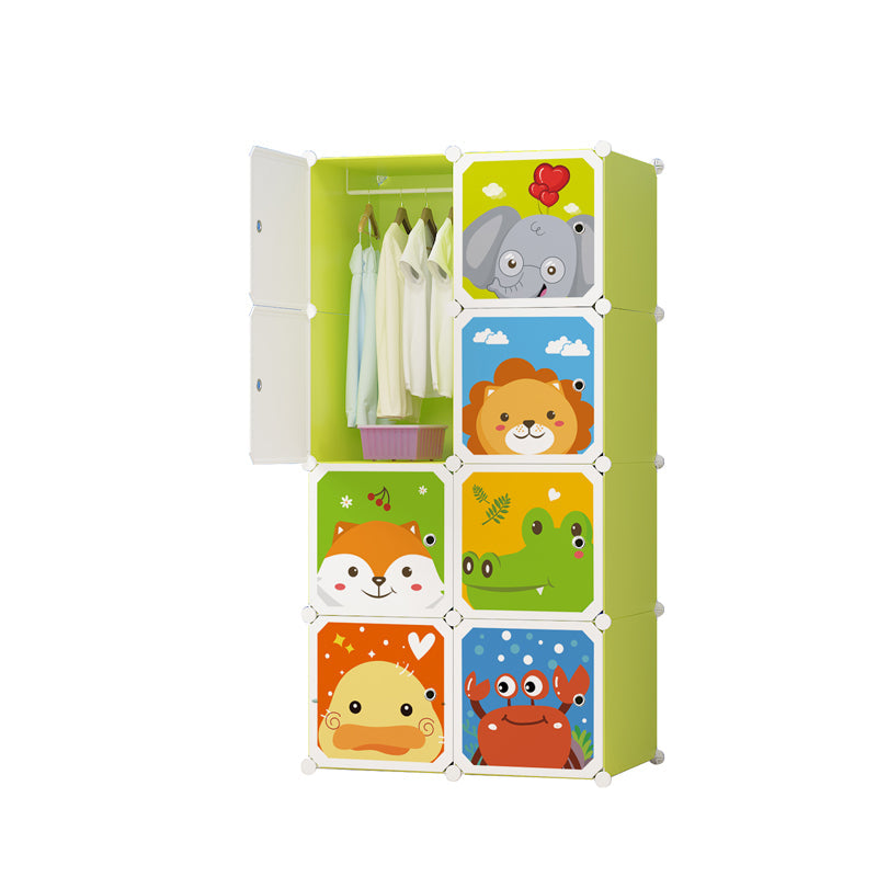 Dulap Modular cu 8 Rafturi – Verde, cu Animăluțe 🦁🐒🐘 Imagine principală a produsului