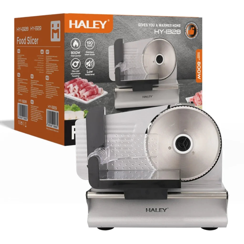 Feliator Electric Profesional HALEY HY-1328, 800W, Lamă Inox 190 mm, Grosime de Tăiere Reglabilă, pentru Carne, Mezeluri și Alimente Imagine principală a produsului