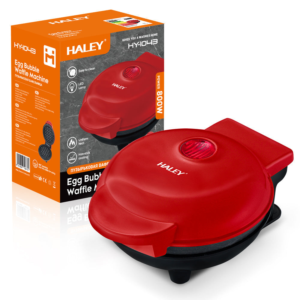 Aparat Mini Waffe HALEY®, 800W, Plăci Antiaderente, Indicator Luminos, Design Compact, Roșu Imagine principală a produsului