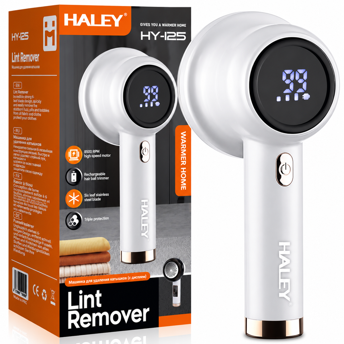 Aparat Electric De Îndepărtat Scame HALEY HY-125, Reîncărcabil, Motor 8500 RPM, 6 Lame Din Oțel Inoxidabil, Afișaj Digital, Protecție Triplă Imagine principală a produsului