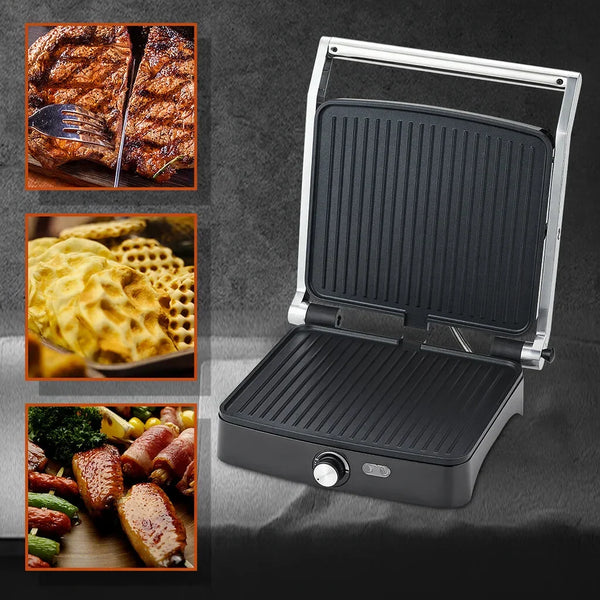 Grill Electric Haley HY-8609, 2000W, Plăci Antiaderente, Deschidere 180°