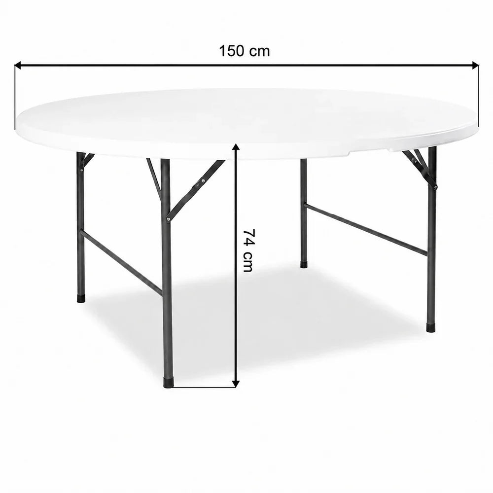 Masă Rotundă Pliabilă AT PERFORMANCE® 150 cm, HDPE Profesional, 400 kg, pentru Evenimente și Catering