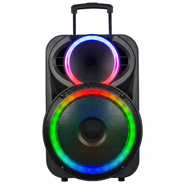 Boxă Portabilă Karaoke KOLAV-F1530, 15", 400W, Bluetooth, 2 Microfoane Wireless, RGB LED, USB/TF, FM, Baterie Reîncărcabilă