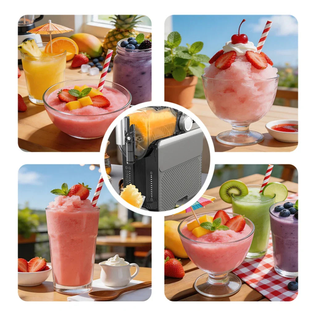 Aparat pentru Gheață Răzuită și Smoothie HALEY HY-2967, 7 Funcții, Granulație Reglabilă, Rezervor de Capacitate Mare, Sistem de Răcire cu Compresor, Funcționare Silențioasă, Gri