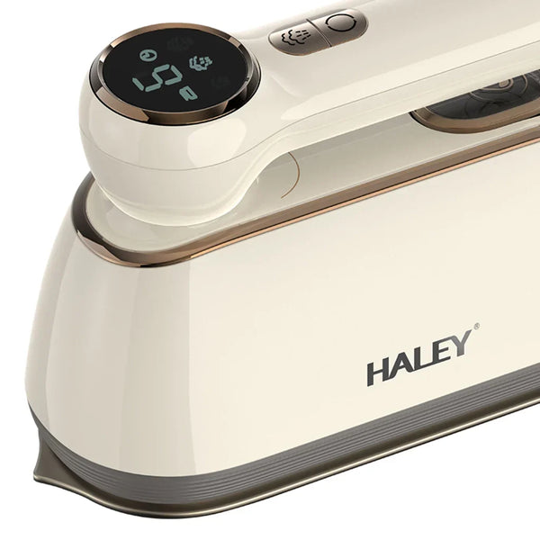 Fier de călcat vertical cu aburi HALEY HY-2005, 2000W, Ecran Digital LED, Talpă din Inox, Rezervor 150 ml, Încălzire Rapidă, Alb