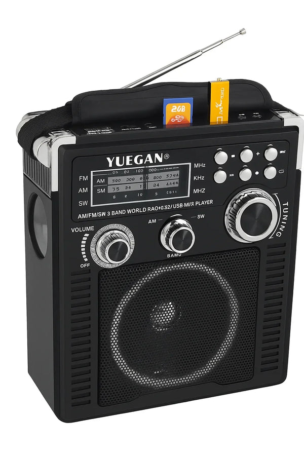 Radio Portabil AM/FM/SW cu MP3, USB, SD, Lanternă și AUX-IN