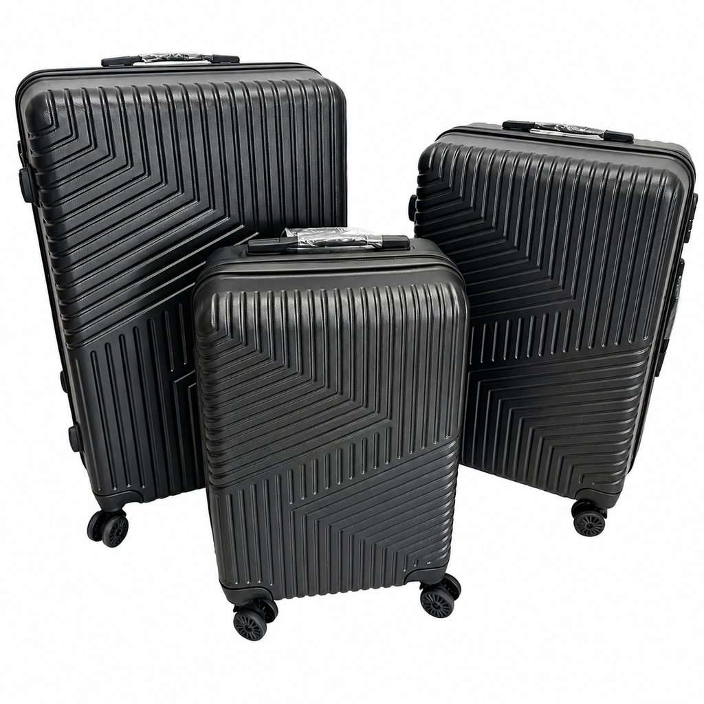 Set 3 Valize de Voiaj ABS, Mare 73 cm + Medie 65 cm + Cabină 55 cm, Roți Duble 360°, Mâner Telescopic, Carcasă Rigidă Rezistentă