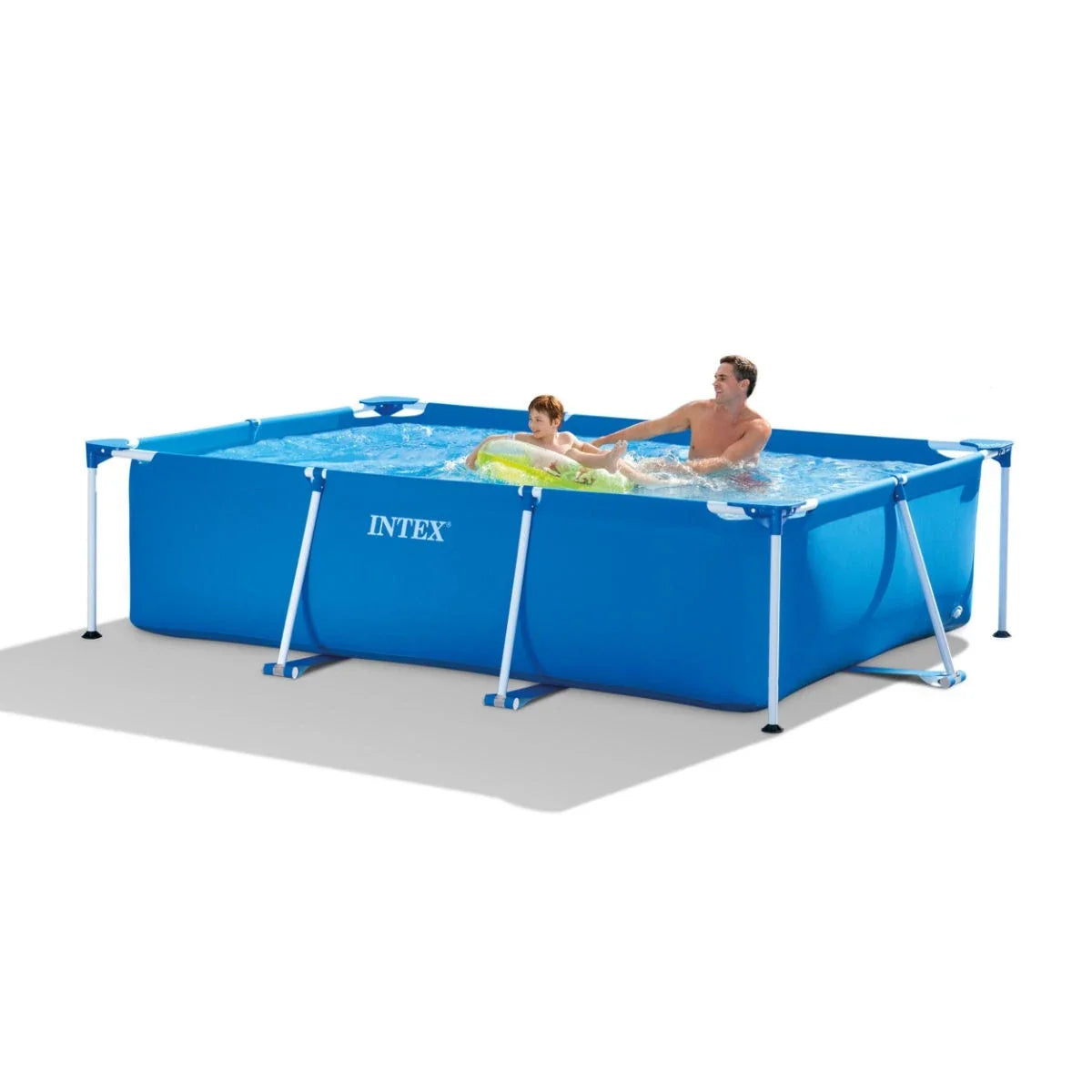 Piscină cu Cadru Metalic Intex Rectangulară pentru Familie – Albastru
