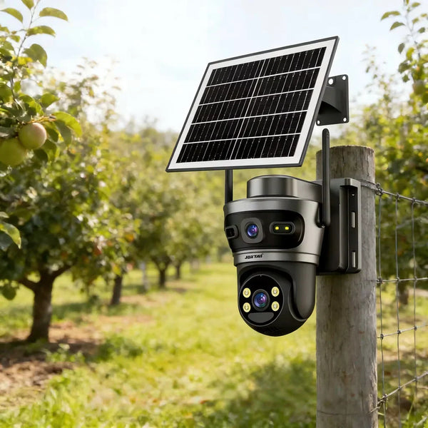 Cameră de Supraveghere Solară HNY 6MP 4G cu Panou Solar, Aplicația Yoosee, Rotire PTZ, IP66, Card 32GB Inclus