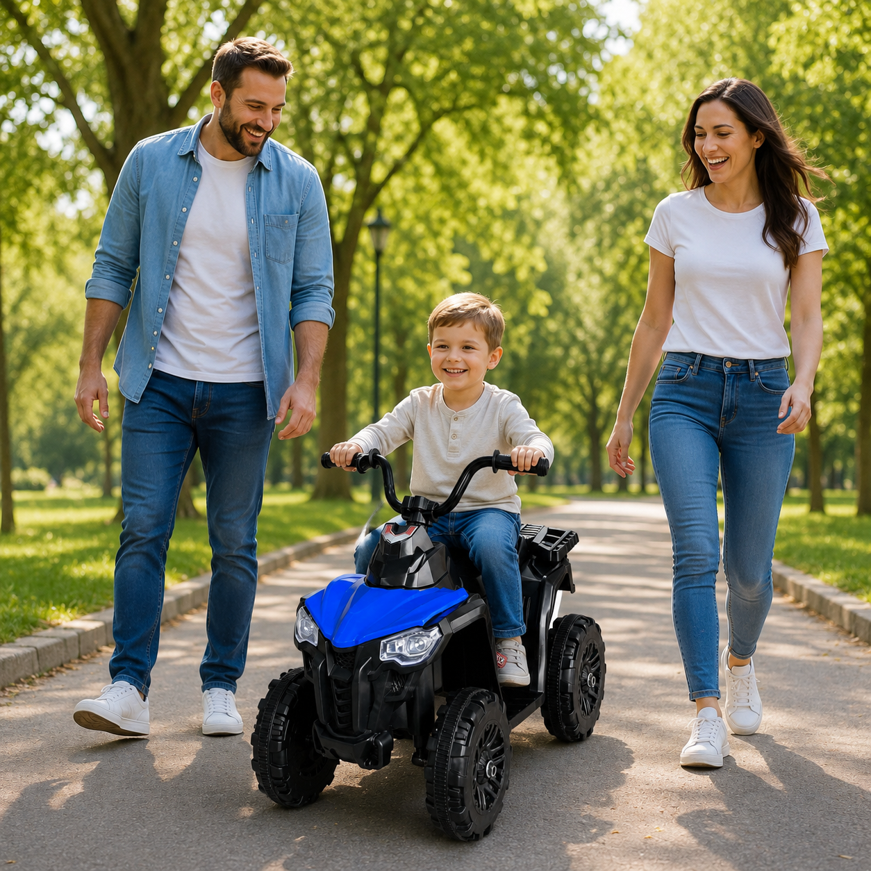 ATV Electric KIDOO pentru Copii 6V, Motor 380, Faruri LED, Pornire cu Buton, Design Off-Road, Albastru Imagine secundară a produsului