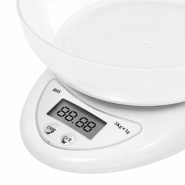 Cântar Electronic De Bucătărie Haley HY-5020, Capacitate 5 Kg, Precizie 1 g, Bol 600 ml, Ecran LCD, Funcție Tara