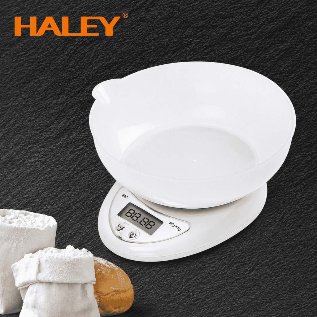 Cântar Electronic De Bucătărie Haley HY-5020, Capacitate 5 Kg, Precizie 1 g, Bol 600 ml, Ecran LCD, Funcție Tara