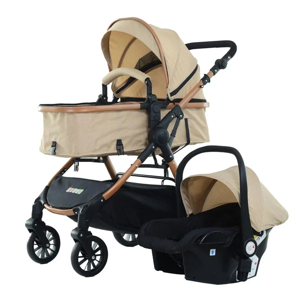 Cărucior 3 în 1 KIDOO – auto i-Size, landou, scaun sport și scoică auto. Suspensii, pliere rapidă, copertină extensibilă, centură 5 puncte. Ideal 0–36 luni. Sistem complet pentru părinți. Imagine principală a produsului