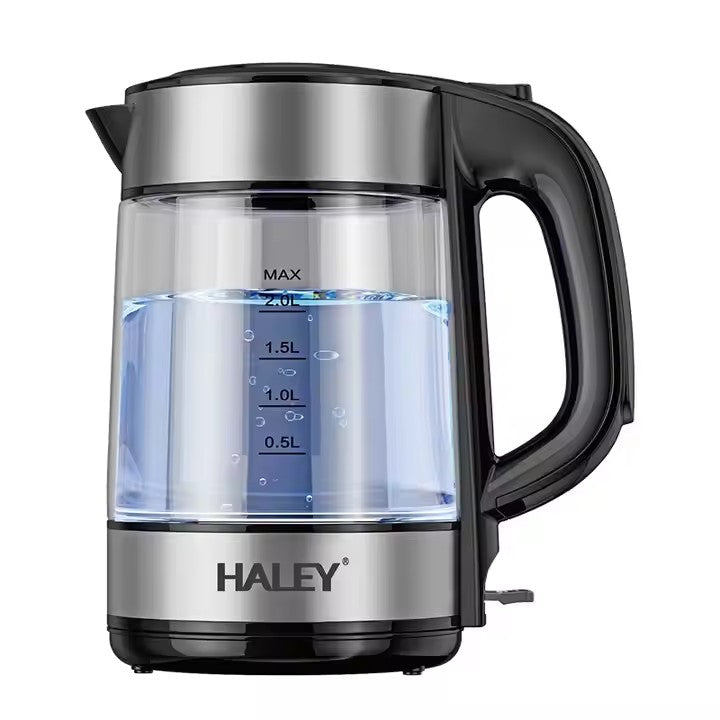 Fierbător Electric HALEY HY-8824: Portabil din Sticlă de 2L, Ceainic de Bucătărie Pentru UZ Casnic și Hotel