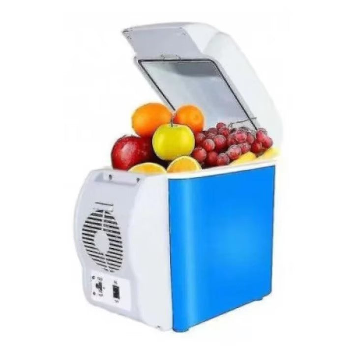 Frigider auto portabil AT PERFORMANCE® 7.5L, 12V, funcție de răcire și încălzire, compact, cu LED, ideal pentru mașină, camping și birou – Alb/Albastru Imagine secundară a produsului