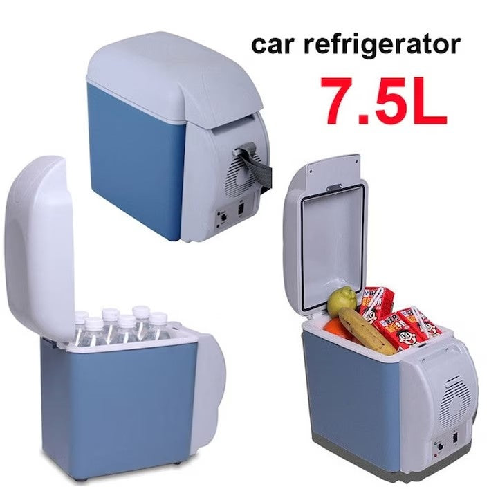 Frigider auto portabil AT PERFORMANCE® 7.5L, 12V, funcție de răcire și încălzire, compact, cu LED, ideal pentru mașină, camping și birou – Alb/Albastru Imagine principală a produsului