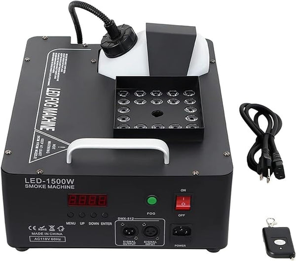 Mașină de Fum Verticală AT PERFORMANCE® 1500W cu 24 LED-uri RGB, Control DMX & Wireless, Efecte Luminoase pentru Scenă, DJ, Evenimente – 3L Capacitate