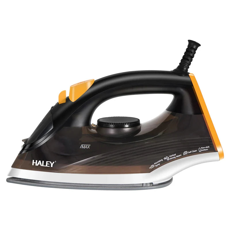 Fier de călcat cu abur HALEY HY-2033, 2000W, Talpă antiaderentă, Rezervor 240ml, Funcție Abur Vertical, Auto-curățare, Anti-Picurare, Cablu 1.8m, Negru/Portocaliu Imagine secundară a produsului