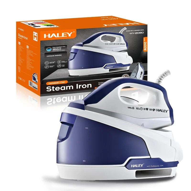 Stație de Călcat cu Abur HALEY HY-2080, 2600W – 1800ml, Talpă Ceramică, Self-Cleaning, Anti-Drip, Anti-Calc, LED Imagine principală a produsului