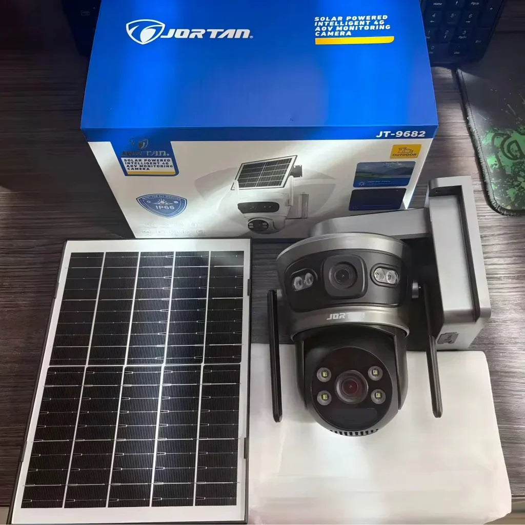 Cameră de Supraveghere Solară HNY 6MP 4G cu Panou Solar, Aplicația Yoosee, Rotire PTZ, IP66, Card 32GB Inclus