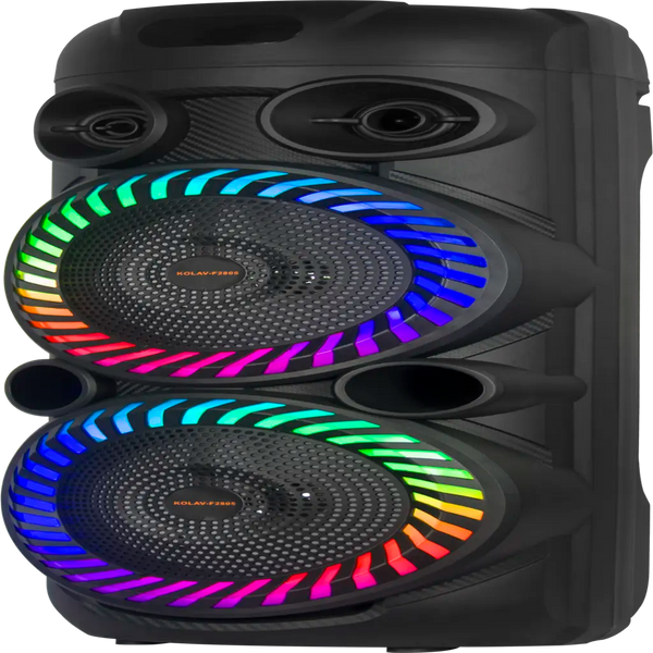 Boxă Karaoke Portabilă KOLAV-F2805 2800W PMPO, 2x8", Bluetooth, Microfon Wireless Inclus, RGB LED, USB-C, TF Card, AUX, TW