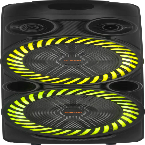 Boxă Karaoke Portabilă KOLAV-F2805 2800W PMPO, 2x8", Bluetooth, Microfon Wireless Inclus, RGB LED, USB-C, TF Card, AUX, TW