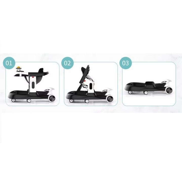 Premergator ,si Antemergator, 3 in 1,AT PERFORMANCE®,functie si de scaun de masa, reglabil pe inaltime, cu roti de silicon,muzical,Negru/Gri. Imagine secundară a produsului