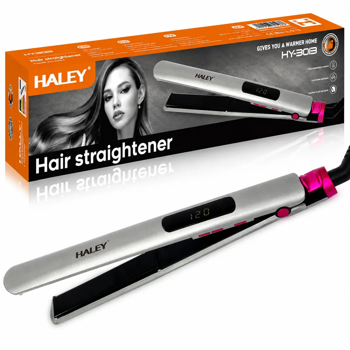Placă De Îndreptat Părul HALEY HY-3013, 56W, Temperatură Reglabilă 100–230°C, Încălzire Rapidă PTC, Afișaj Digital Imagine principală a produsului