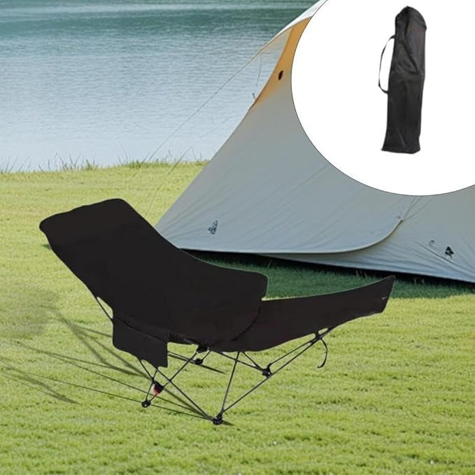 Scaun pliabil tip lounge AT PERFORMANCE® – Reclinabil, 4 poziții, reglabil, pentru camping, plajă și pescuit, cu husă de transport – Negru Imagine secundară a produsului