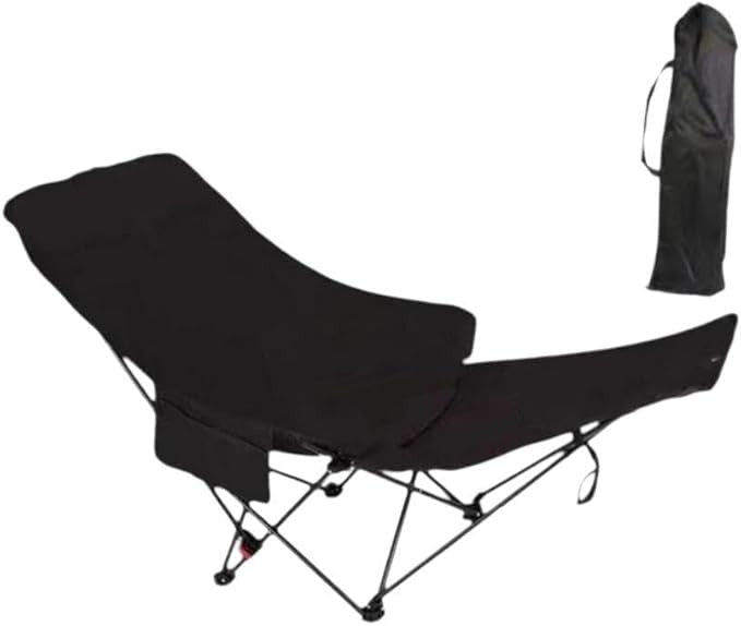 Pachet de 2x Scaun pliabil tip lounge AT PERFORMANCE® – Reclinabil, 4 poziții, reglabil, pentru camping, plajă și pescuit, cu husă de transport – Negru Imagine principală a produsului