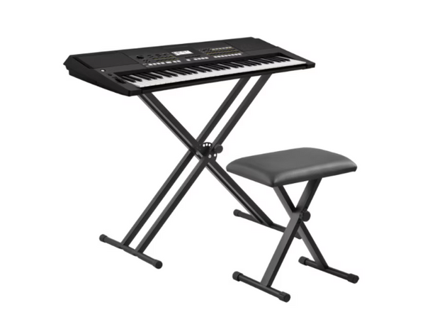 Scaun pentru Orga cu Inaltime Reglabila, Confort Sporit, Design Stabil, 52 / 55 / 57 cm, Pliabil, Usor de Depozitat, Protectie Podea, Negru