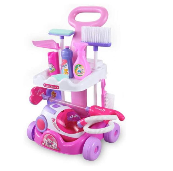 Set de Joaca Interactiv si Educativ, At Pereformance, pentru Copii Banc de Curatenie cu Aspirator Functional, Mop, Faras, Perie, Matura, si Accesorii de Curatat, Roz Imagine principală a produsului