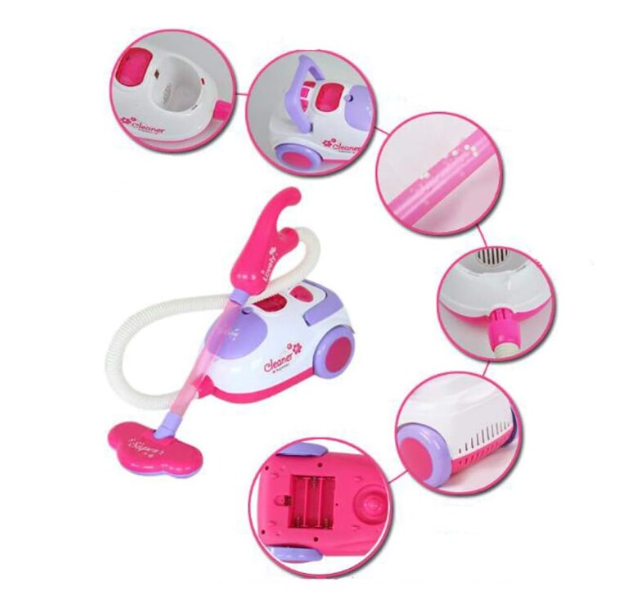 Set de Joaca Interactiv si Educativ, At Pereformance, pentru Copii Banc de Curatenie cu Aspirator Functional, Mop, Faras, Perie, Matura, si Accesorii de Curatat, Roz Imagine secundară a produsului