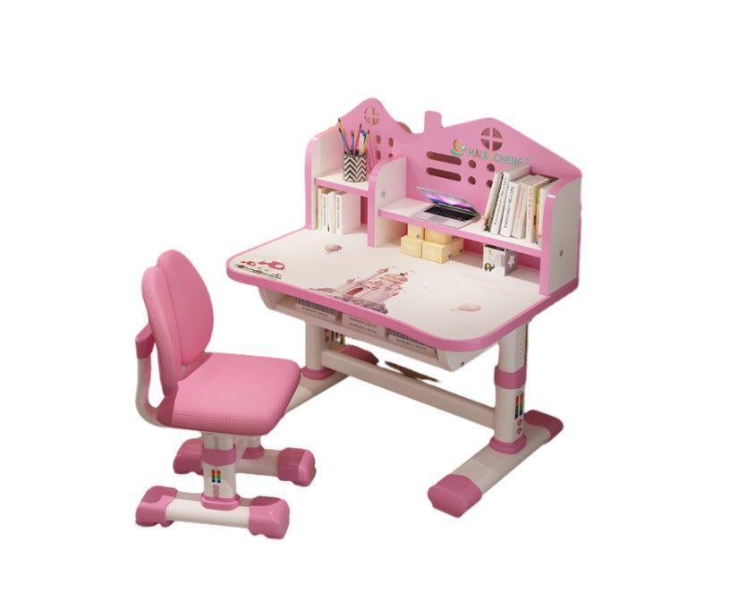 Set birou AT PERFORMANCE®, pentru copii, Mobila pentru casa copilului roz, de studiu și scaun. Imagine principală a produsului