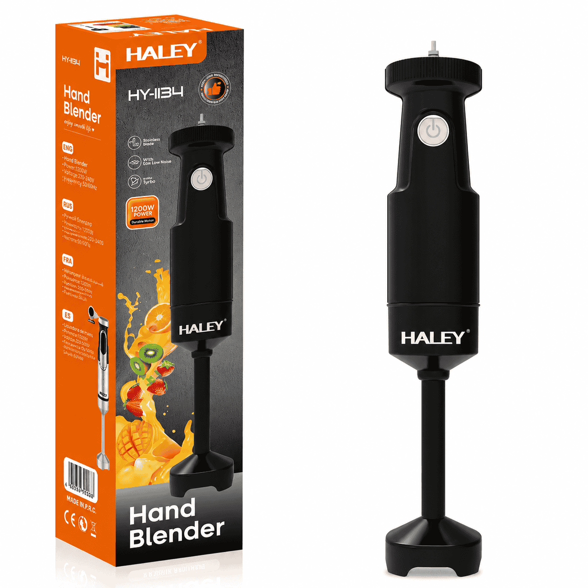 Blender Vertical HALEY HY-1134, 1200W, Lamă Din Oțel Inoxidabil, Protecție Anti-Stropire, Operare Cu O Singură Mână Imagine principală a produsului
