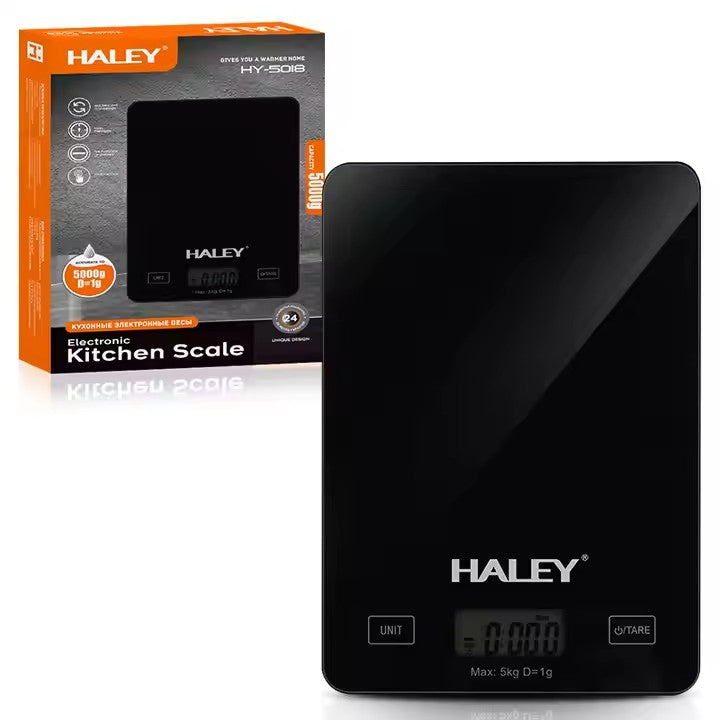 Cântar Electronic HALEY, 5000G, din Sticlă, pentru Bucătărie, Digitală de Înaltă Precizie, Negru Imagine principală a produsului