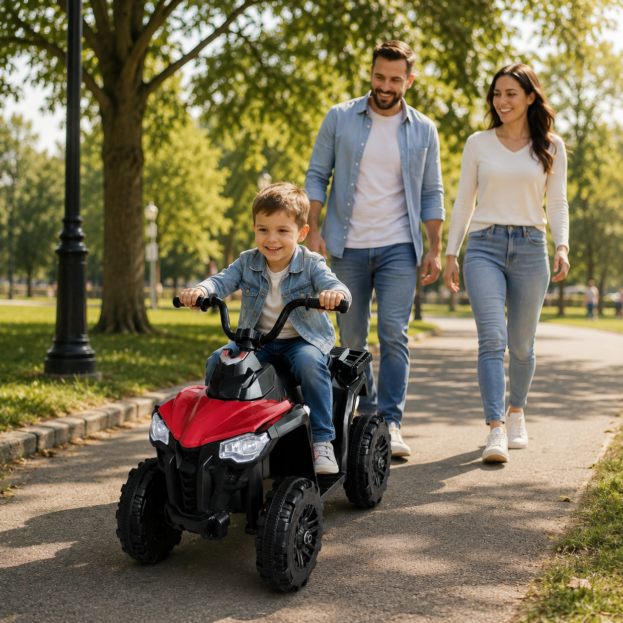 ATV Electric KIDOO pentru Copii 6V, Motor 380, Faruri LED, Pornire cu Buton, Design Off-Road, Roșu Imagine secundară a produsului