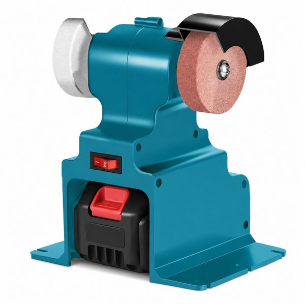 Polizor Electric Mini AT PERFORMANCE® cu 2 Acumulatori 48V 5Ah, Dublă Piatră de Șlefuit pentru Ascuțire și Finisare