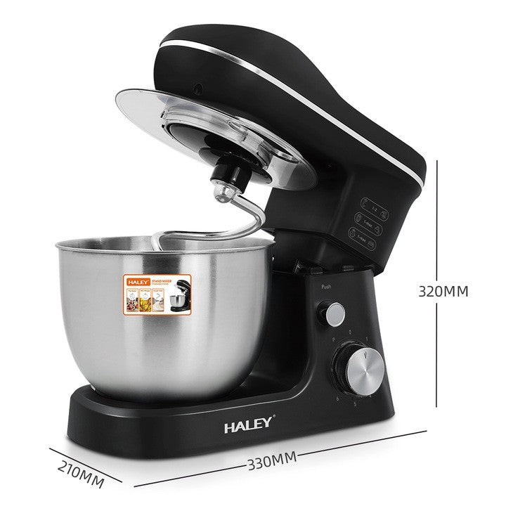 Mixer de Inalta Performanta HALEY HY-2409: Putere de 1200W, Bol Generos din Inox de 7L, 6 Trepte de Viteza cu Functie Pulse, Design Elegant Negru si Inox Imagine secundară a produsului