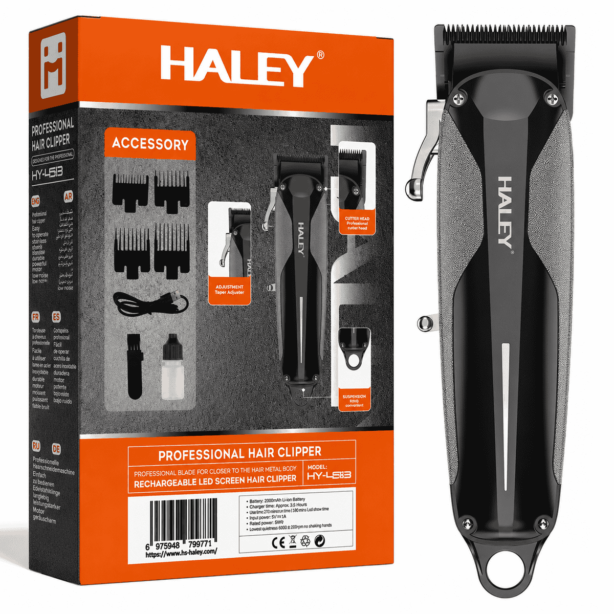 Mașină Profesională De Tuns Haley HY-4513, Acumulator 2000 mAh, Autonomie 180 Minute, Încărcare USB Type-C Imagine principală a produsului