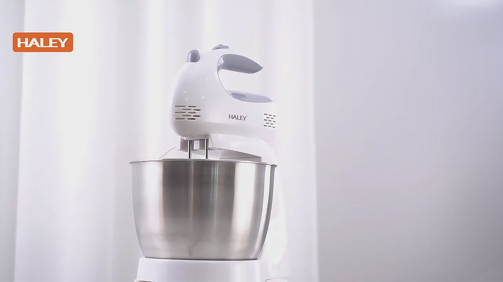 Mixer de Inalta Performanta HALEY, 500W, Bol Generos din Inox de 3L, 5 Trepte de Viteza, Alb si Inox