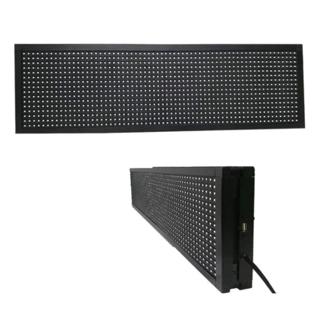 Reclama Luminoasa AT PERFORMANCE 200 x 40 cm, LED Alb, Vizualizare 120°, Wi-Fi, Cod QR, Temperatura, Negru, afisaj mesaj programabil, exterior