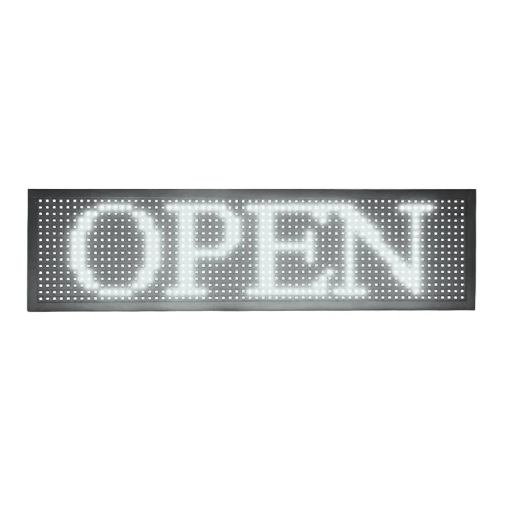 Reclama Luminoasa AT PERFORMANCE 200 x 40 cm, LED Alb, Vizualizare 120°, Wi-Fi, Cod QR, Temperatura, Negru, afisaj mesaj programabil, exterior