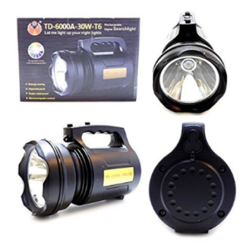 Lanterna profesionala, cu led, 30 W, model TD-6000A, cu acumulator 4 V, negru